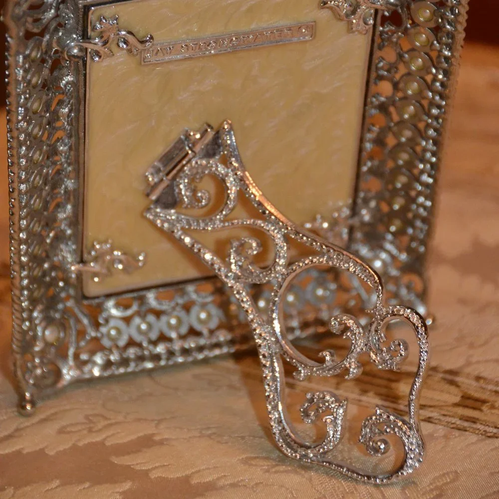 RARE JAY STRONGWATER JAYS 1ST PATRICIA DUCHESS SILVER CRYSTAL PEARL ENAMEL FRAME